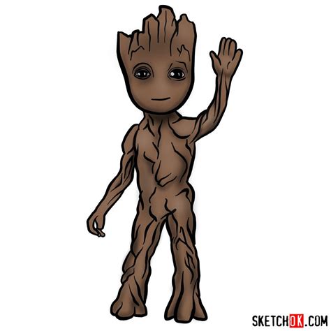 draw baby groot bring  adorable marvel character  life