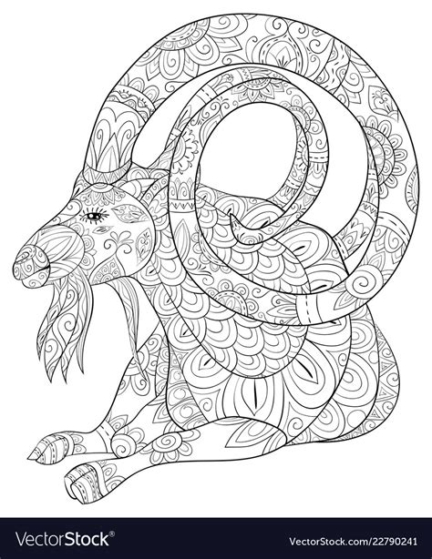 adult coloring bookpage  cute goat image  vector image