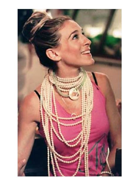 Sarah Jessica Parker As Carrie Bradshaw Wearing A Multi Strand Pearl