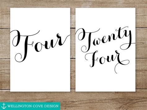 calligraphy table numbers   printable instant  wedding table