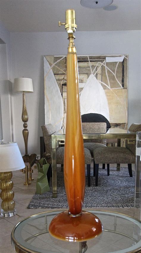 Large Flavio Poli Murano Orange Glass Table Lamp For Sale
