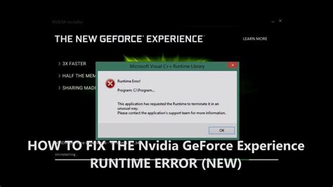 nvidia geforce experience microsoft visual c runtime library error