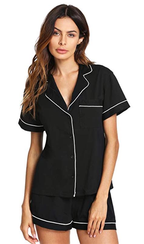 floerns women s notch collar short sleeve sleepwear two piece pajama