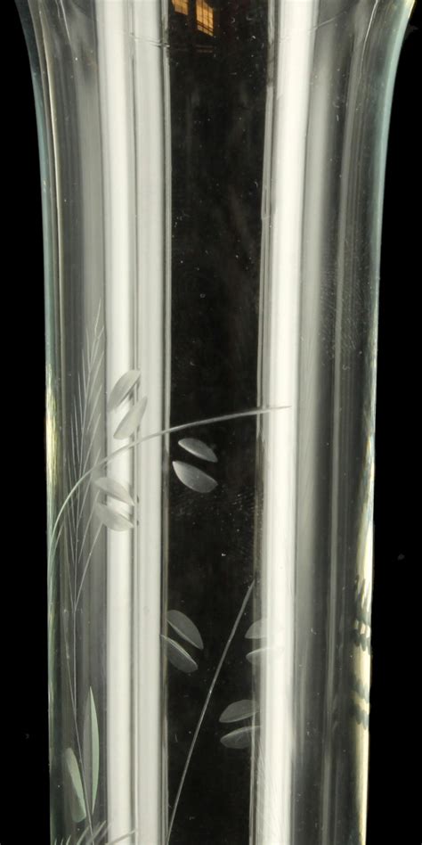 Vintage Art Deco Etched Glass Sterling Silver Base Bud Vase Single