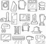 Appliance Icons Toaster Blender Washing Cooker Steamer Telephone Kettle Hood Colourbox sketch template