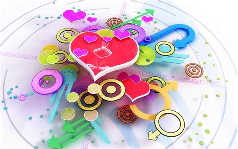 free cute 3d valentine s day heart desktop wallpaper