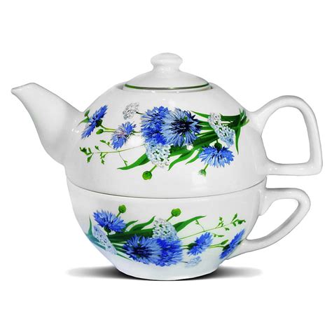tea set   cornflowers  piece porcelain tea   set porcelain