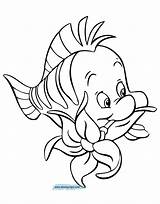 Flounder Ariel Flower Disneyclips Getcolorings sketch template