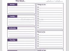 EDITABLE Printable Weekly Planner Time Management Product Number