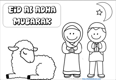 eid adha mubarak coloring page coloring eid muslim colouring pages kids