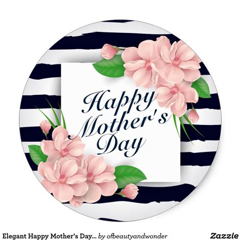 elegant happy mothers day floral frame sticker happy mothers day