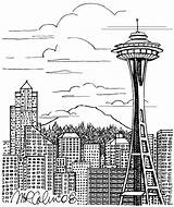 Skyline Seattle Coloring Pages City Drawing York Washington State Divyajanani Tattoo sketch template