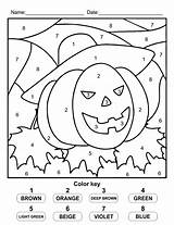 Halloween Color Number Worksheets Numbers Printables Printable Printablee sketch template