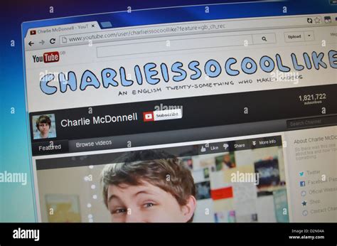youtubecom charlieissocoollike website screenshot stock photo alamy