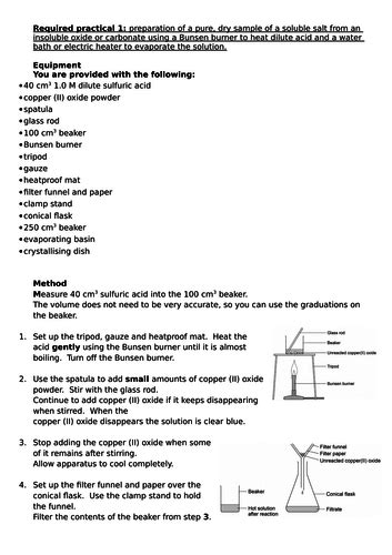 aqa chemistry paper  required practicals booklet trilogy teaching