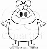 Chubby Pig Clipart Cartoon Thoman Cory Outlined Coloring Vector Royalty Pigs 2021 sketch template