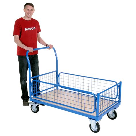heavy duty kg capacity steel platform truck trolley basket hand cart bigdug ebay
