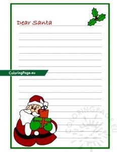 printable santa letter  kids coloring page