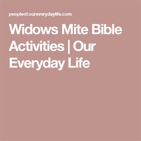 widows mite bible activities  everyday life bible activities
