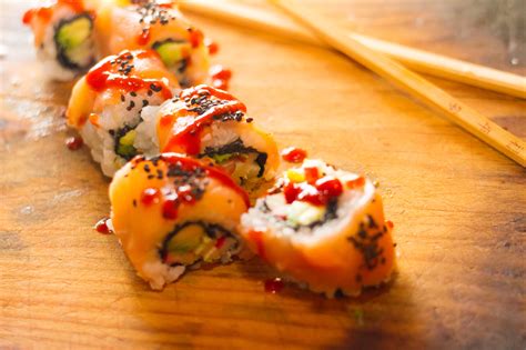How To Make Salmon Sushi With Mango Meat 10 Steps With