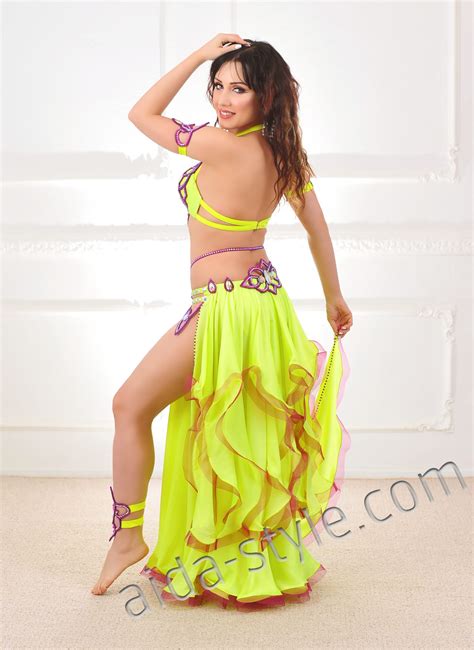 Neon Yellow Belly Dance Costume Aida Style