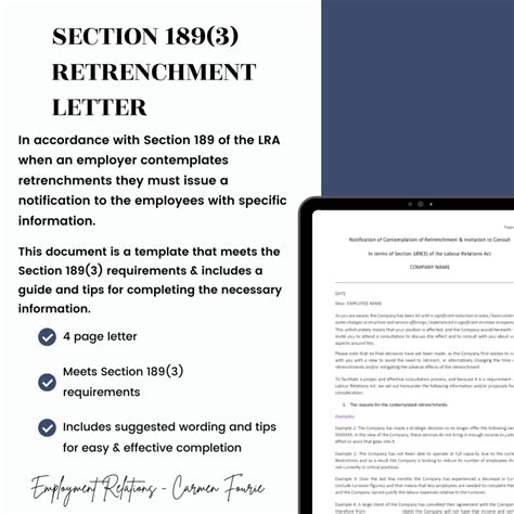 section  retrenchment letter employment relations
