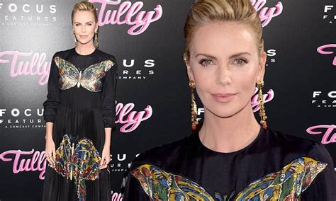 charlize theron is elegant in gold earrings at tully