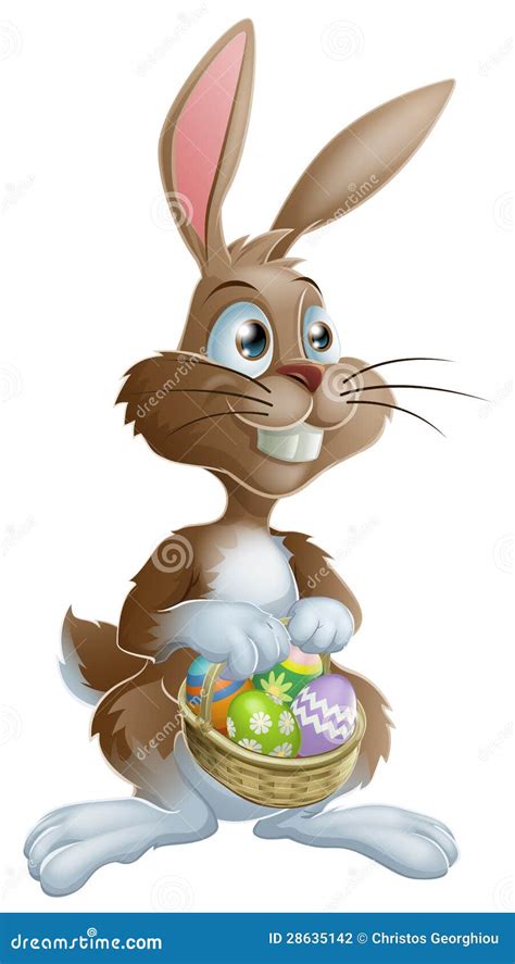 easter bunny rabbit holding easter eggs basket stock vector image