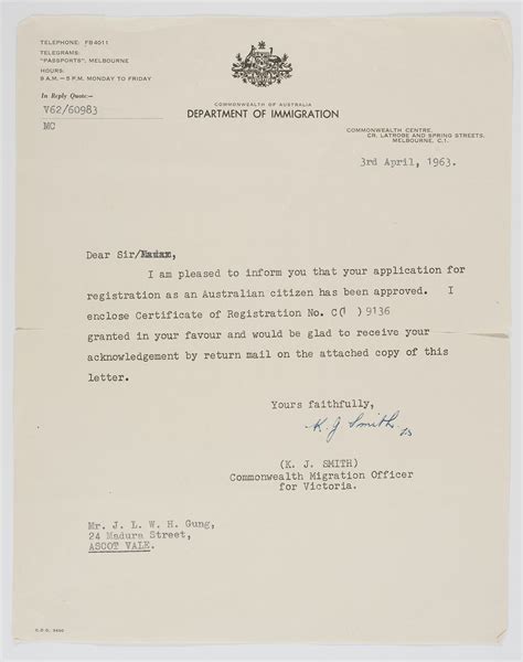 letter australian citizenship registration approval j l w h gung