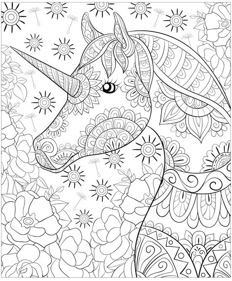 cute unicorn  flowers unicorns adult coloring pages