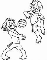 Volleyball Coloring Beach Pages Kids Printable Clipart Playing Ball Cliparts Drawing Sand Castle Colouring Play Library Summer Print Popular sketch template
