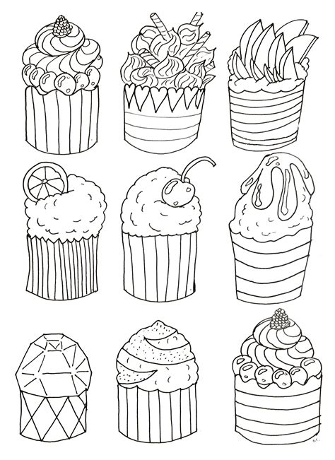 simple cup cakes cupcakes  gateaux coloriages difficiles pour adultes