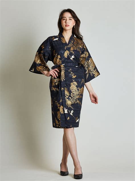 japanese crane cotton kimono robe japanese kimono robe kimono robe japanese robe