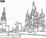 Moscow Coloring Square Red Pages Russia Kremlin St Cathedral Basil Para Monumentos Sights Monuments Europe Other Impressive Buildings Printable Ninos sketch template