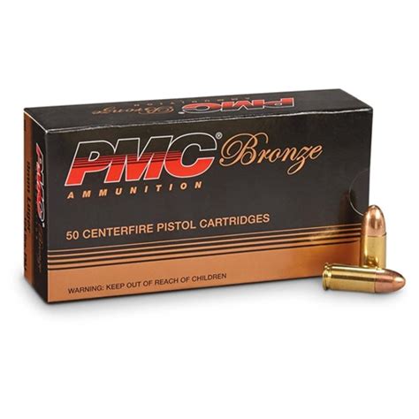 pmc  bronze target mm luger  gr full metal jacket fmj   box  cs