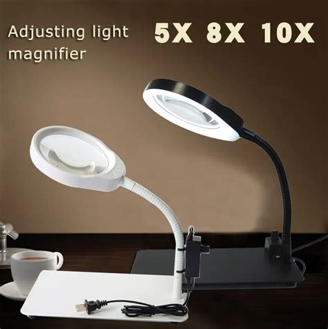 5x 8x 10x Desktop Magnifying Glass With Usb Led Lights Illuminated