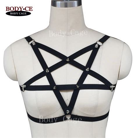 hand  pentagram harness exotic bra harness  size open cage crop