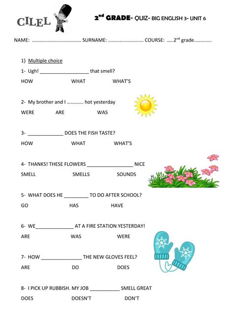 2nd Grade Class Quiz Unit 6 Worksheet