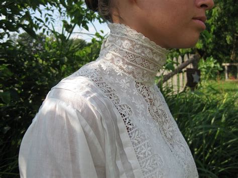 Victorian Or Edwardian High Neck Collar Cotton Embroidered Etsy