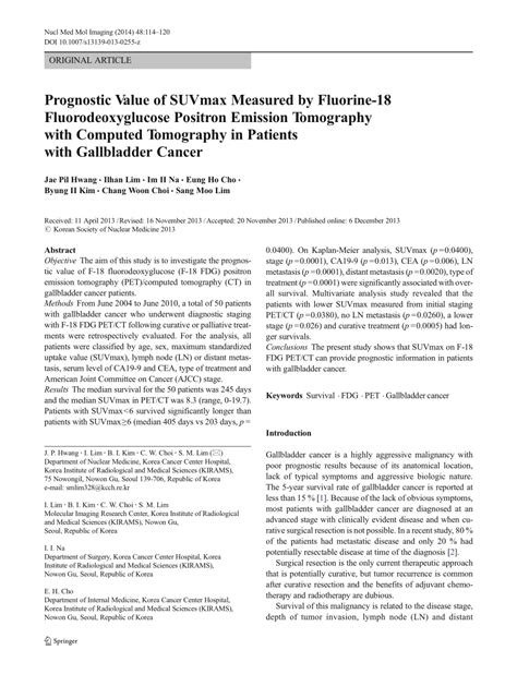 pdf prognostic value of suvmax measured by fluorine 18