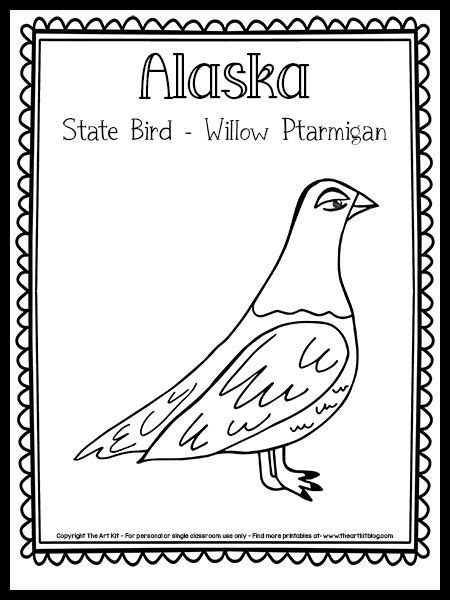 alaska state bird coloring page  willow ptarmigan  printable