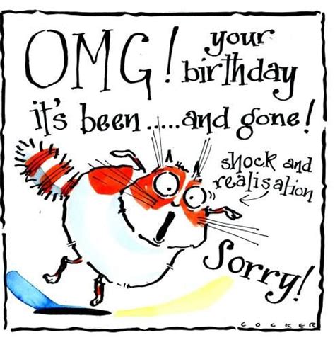 funny belated birthday cardsstephen cocker cards belated birthday