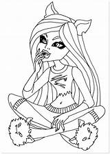 Coloring Pages Monster High Girl Sitting Down Evil Easy sketch template