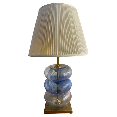 Reeded Amethyst And Aquamarine Murano Glass Table Lamp With Carrera