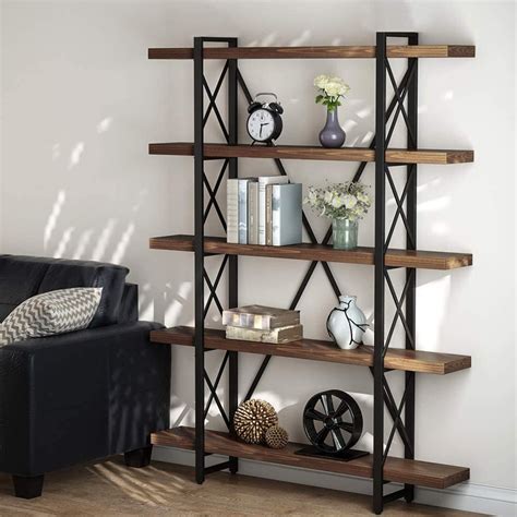tribesigns  inches solid wood  tier shelf bookcase vintage