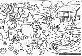 Coloring Pages Kids Gardening Nature Animal Village sketch template