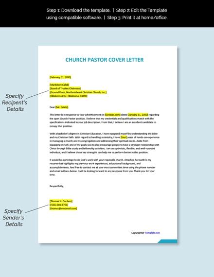 church pastor cover letter template google docs word templatenet