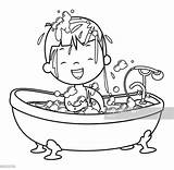 Coloring Boy Bathtub Colouring Pages Kids Book Choose Board Children sketch template