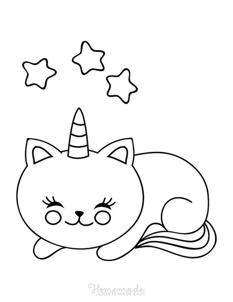 cat  unicorn horn coloring page coloring pages