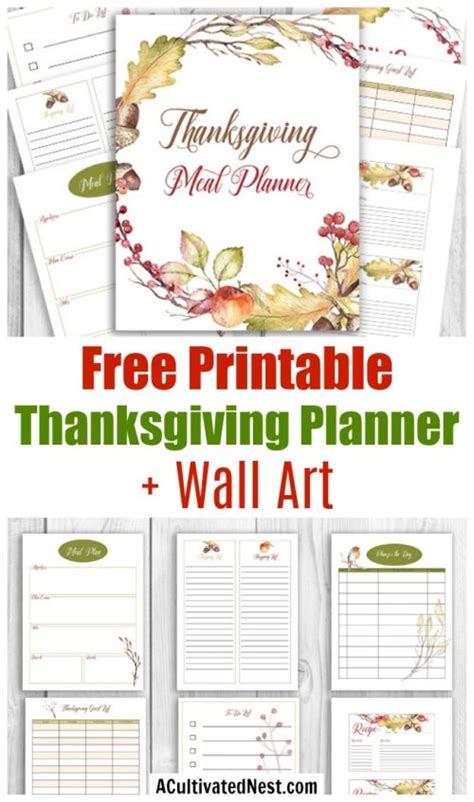 printable thanksgiving meal planner wall art  cultivated nest
